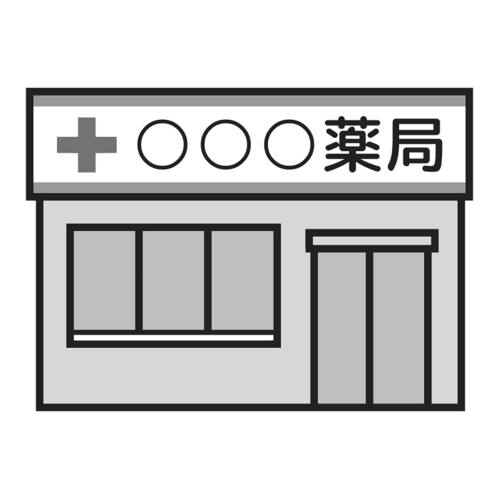 薬局 モノクロ 建物5 乗り物 建物 無料イラスト素材