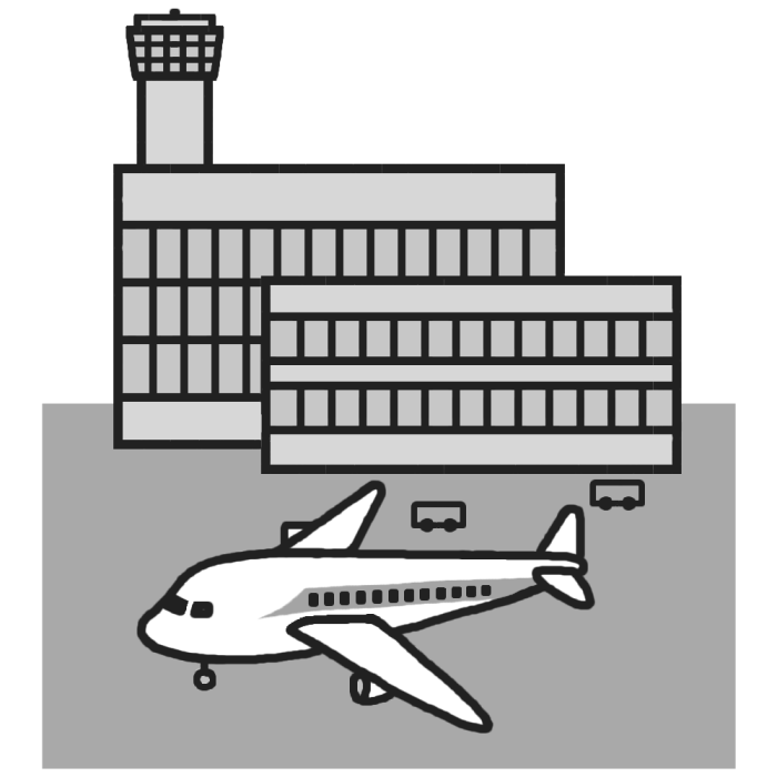 空港 モノクロ 建物9 乗り物 建物 無料イラスト素材