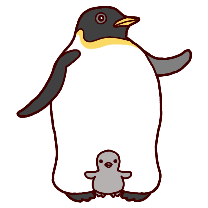 ペンギン カラー 動物の親子 枠 ふきだしの無料イラスト素材