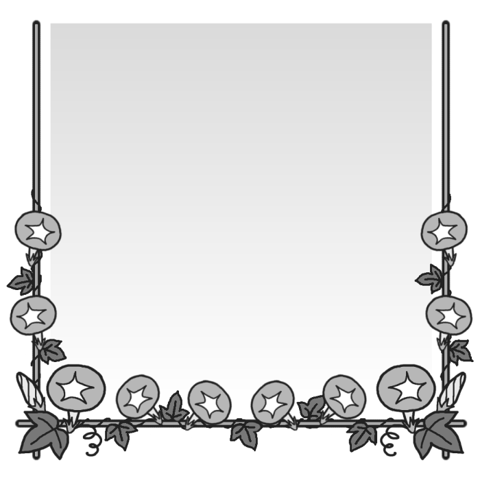 飾り枠 モノクロ アサガオ 朝顔 花 枠 ふきだし 無料イラスト素材