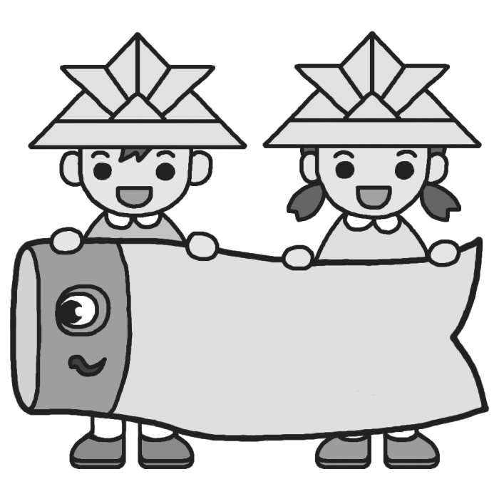 こいのぼり2 モノクロ こどもの日 春 枠 ふきだし 無料イラスト素材