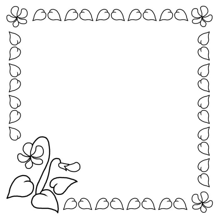 スミレ 白黒 いろいろな花モチーフの無料イラスト 枠 ふきだし素材