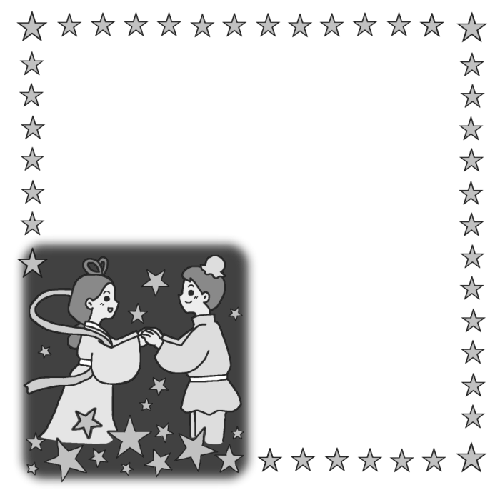 短冊に願い事 モノクロ 七夕 夏 枠 ふきだし 無料イラスト素材